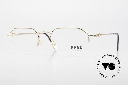 Fred Shetland Semi Rimless Luxury Frame, semi rimless luxury glasses by Fred from the 1990's, Made for Men