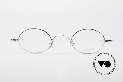 Lunor V 101 Small Oval Frame Platinum, timeless oval eyeglass-frame (unisex specs); small size, Made for Men and Women