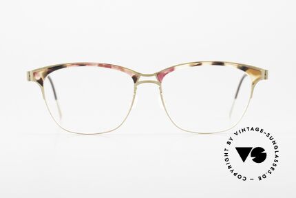 Lindberg 9847 Strip Titanium Women's Glasses Combi Frame, titan frame with acetate upper rim = "combination", Made for Women