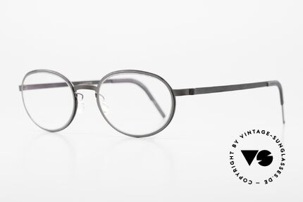 Lindberg 9720 Strip Titanium Glasses Oval Ladies & Gents, oval titanium frame with inner rims in gray/anthracite, Made for Men and Women