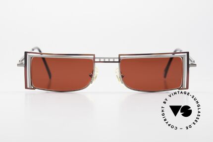 Casanova LC5 Square Gaudy 3D Red Lenses, interesting 1980'/90's vintage sunglasses from Italy, Made for Men and Women