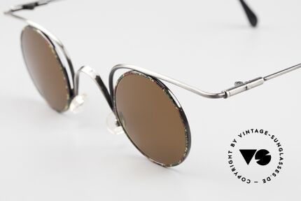 Casanova LC32 Crazy Round Shades 80s 90s, interesting frame in antique silver & colorful pattern, Made for Men and Women