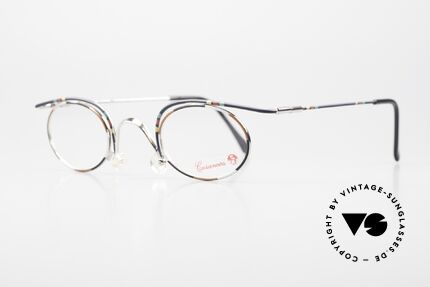 Casanova LC31 Crazy Oval Eyeglasses 90's, interesting frame in silver/black with colorful pattern, Made for Men and Women