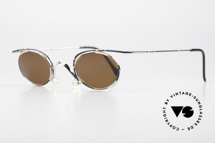 Casanova LC31 Crazy Oval 90's Sunglasses, interesting frame in silver/black with colorful pattern, Made for Men and Women