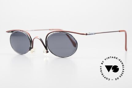 Casanova LC31 90's Sunglasses Crazy Oval, interesting frame in antique-red with blue/gray pattern, Made for Men and Women