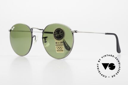 Ray Ban Round Metal 49 Round Vintage Shades USA, legendary B&L mineral lenses (100% UV protection), Made for Men and Women