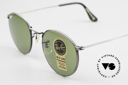 Ray Ban Round Metal 49 Round Vintage Shades USA, unworn Bausch&Lomb sunglasses + an old B&L case, Made for Men and Women