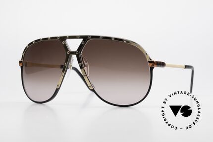 Black-Gold Retro-Vintage Titanium Round Tinted Sunglasses with Brown Sunwear Lenses