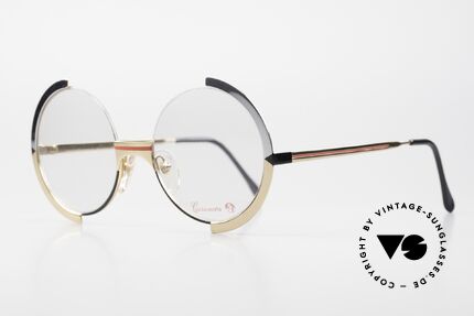 Casanova NM3 Round Art Glasses Unisex, black/red/silver/gold pattern on the front & temples, Made for Men and Women