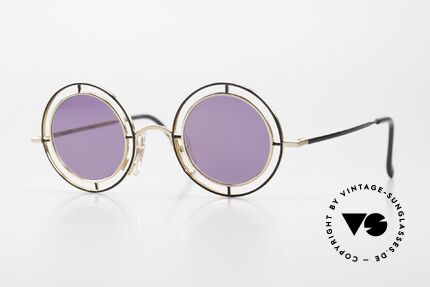 Casanova MTC 2 Round Frame 24kt Gold-Plated, round Casanova art sunglasses from the early 1990's, Made for Men and Women