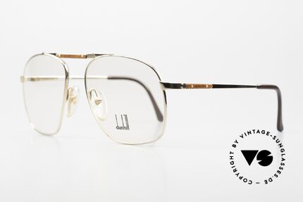 Dunhill 6046 80's Frame Leather Appliqué, gold-plated frame with discreet LEATHER appliqué, Made for Men