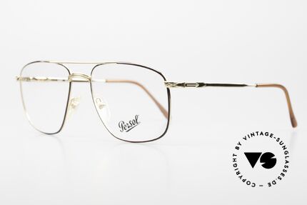 Persol Agar 90's Vintage Eyeglass Frame, timeless metal frame; gold & chestnut brown, Made for Men