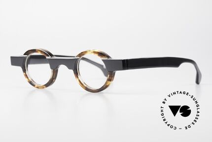 Theo Belgium Porthos Acetate Frame Ladies & Gents, nevertheless timeless; (black & tortoise coloring), Made for Men and Women