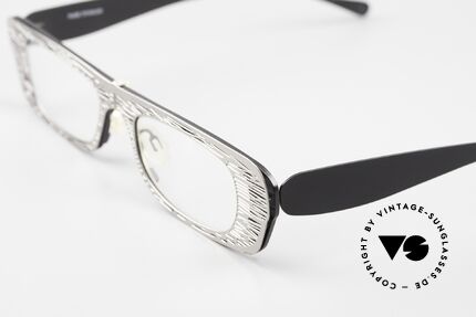 Theo Belgium Eye-Witness PJ Clip-On Front Titan Frame, classic black titanium frame with clip-on front in silver, Made for Women