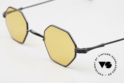 Lunor II 11 Rare Luxury Shades 90'S, classic black frame finish with orange tinted sun lenses, Made for Men and Women
