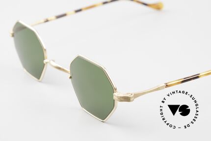 Lunor II A 11 Gold Plated Vintage Frame, unisex model (for ladies & gents) with green sun lenses, Made for Men and Women