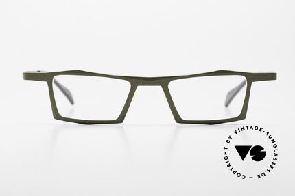 Theo Belgium Roubaix Dark Green Metallic 2010, striking square vintage eyeglasses in size 43/21, Made for Men and Women