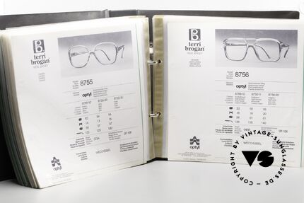 Optyl Catalog Terri Brogan Eyewear Details 1980's, this catalog contains the Terri Brogan collection, Made for Men and Women