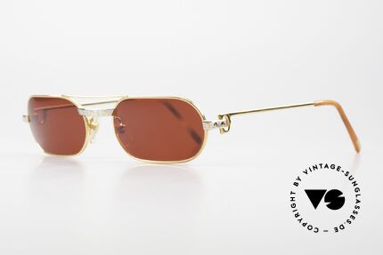 Cartier MUST Santos - M Luxury Sunglasses 3D Red, 22ct gold-plated frame (comes with a case by Chanel), Made for Men and Women Cartier MUST Santos - M Luxury Sunglasses 3D Red, 22ct gold-plated frame (comes with a case by Chanel), Made for Men and Women