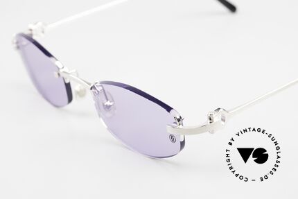 Cartier Meltem Rimless Luxury Sunglasses, smooth platinum finish frame; with orig. case, Made for Men and Women