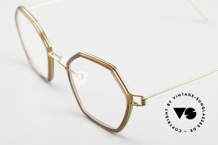 Lindberg Rui Air Titan Rim Square Titan Specs Unisex, interesting frame colors: bronze / gold / copper-brown, Made for Men and Women