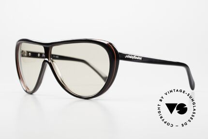 Pininfarina 802 Persol Ratti Sporty 80's Sunglasses, black robust frame with red stripes; Italy made, Made for Men and Women