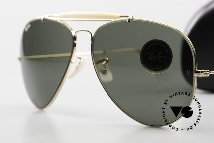 Ray Ban Outdoorsman II Iconic Sunglasses Classic, gold frame with B&L mineral lenses in G-15 green, Made for Men
