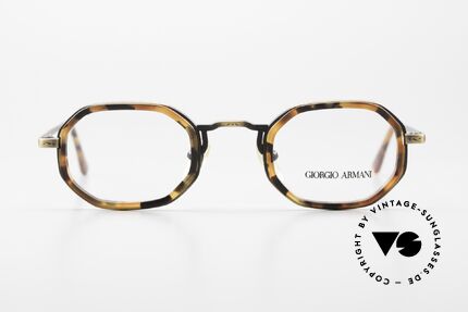 Giorgio Armani 143 Octagonal Vintage Glasses, octagonal metal frame, TOP quality; antique gold, Made for Men and Women