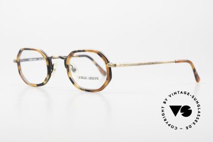 Giorgio Armani 143 Octagonal Vintage Glasses, the full frame is decorated with costly engravings, Made for Men and Women