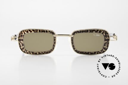 Cazal 913 Square Leopard Sunglasses, black/gold (dull-finished) frame with leopard pattern, Made for Women