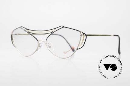 Casanova LC9 Fancy 80's Art Eyeglasses, fancy frame: black, silver-gray and GOLD-PLATED!, Made for Women