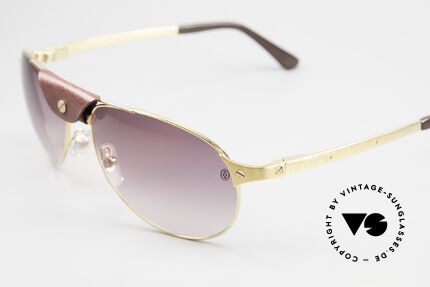 Cartier Santos Dumont Gold Bordeaux-Gradient, with famous leather bridge & flexible spring hinges, Made for Men