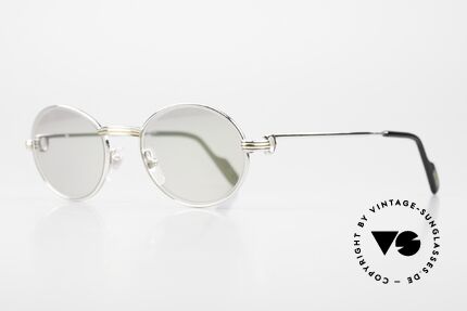 Cartier Saint Honore - S Oval Luxury Sunglasses 90's, very rare & precious version with a platinum finish, Made for Men and Women