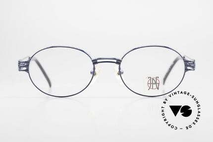 Jean Paul Gaultier 57-5107 90's Frame Blue Metallic, oval metal frame, made in Japan, TOP-quality!, Made for Men and Women