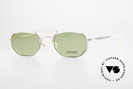Matsuda 2866 Vintage Frame With Patina, clip-On with green sun lenses (elegant combination), Made for Men and Women