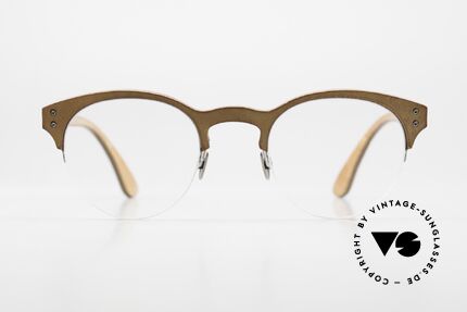 Lucas de Stael Minotaure Thin 11 Leather Covered Nylor Frame, a pair of classic designer glasses; handmade in France, Made for Men and Women