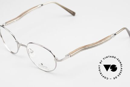 Gold & Wood 409 Luxury Wooden Specs Round, classic unisex model with flexible spring hinges, Made for Men and Women