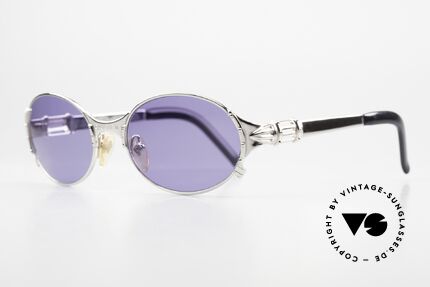 Jean Paul Gaultier 56-5106 Rare Designer Shades 1997, silver-chrome frame with blue sun lenses; 100% UV, Made for Men and Women