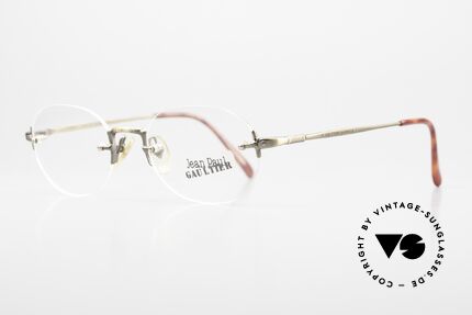 Jean Paul Gaultier 55-4671 90's Made In Japan Original, antique-brass frame with subtle details, in size 48/19, Made for Men and Women