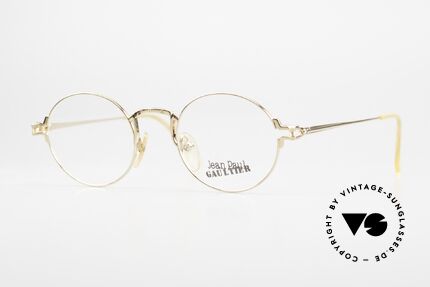 Jean Paul Gaultier 55-3171 Round 90's Frame Gold Plated, 1990's round Jean Paul GAULTIER vintage eyeglasses, Made for Men and Women