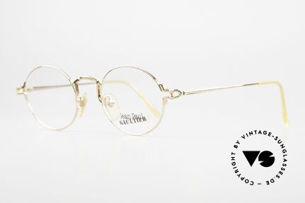 Jean Paul Gaultier 55-3171 Round 90's Frame Gold Plated, but with some fancy frame details (distinctive J.P.G), Made for Men and Women