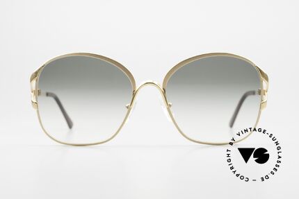 Christian Dior 2141 Ladies 80's Designer Shades, matt GOLD-plated frame with green-gradient lenses, Made for Women