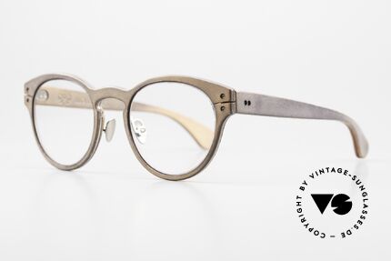 Lucas de Stael Minotaure Ray 03 Leather Frame Panto Style, a pair of classic designer glasses; handmade in France, Made for Men and Women