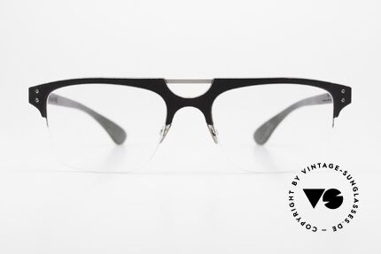 Lucas de Stael Minotaure Thin 15 Glasses With Leather Cover, striking square men's eyeglasses; handmade in France, Made for Men