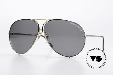 Porsche 5621 80's Bicolor Sunglasses, 1x brown-gradient lenses and 1x dark gray, 100% UV, Made for Men