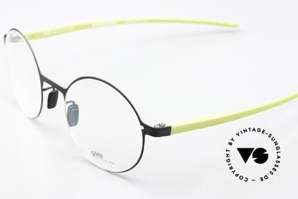 Götti Tamal Round Titan Eyeglasses, front = matt black (BLKM), temple = greenish (GE), Made for Men and Women