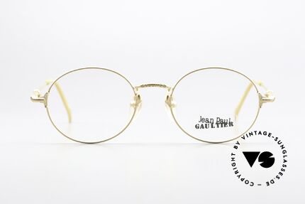 Jean Paul Gaultier 55-6109 Round Vintage Specs 90s, GP: GOLD PLATED metal frame in medium size 48/19, Made for Men and Women