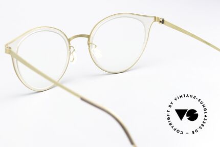 Lindberg 9728 Strip Titanium Cateye Frame Crystal Gold, orig. DEMO lenses can be replaced with prescriptions, Made for Women