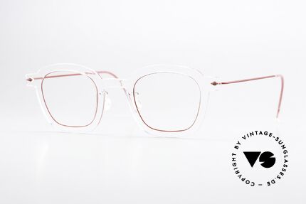Lindberg 6587 NOW Frame Crystal Clear With Red, Lindberg eyeglasses from the NOW or N.O.W. series, Made for Men and Women