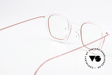 Lindberg 6587 NOW Frame Crystal Clear With Red, unworn designer piece with original Lindberg case, Made for Men and Women